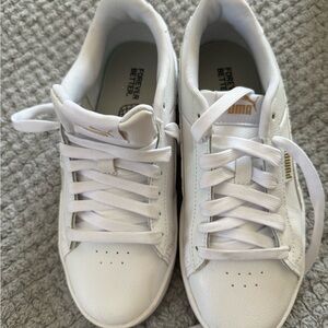 Puma Classic White and Gold Shoes